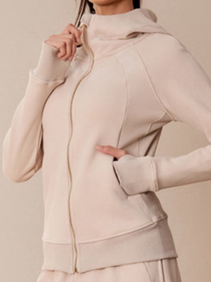 BUYCO Female Pocket Zipper With Hat Jacket