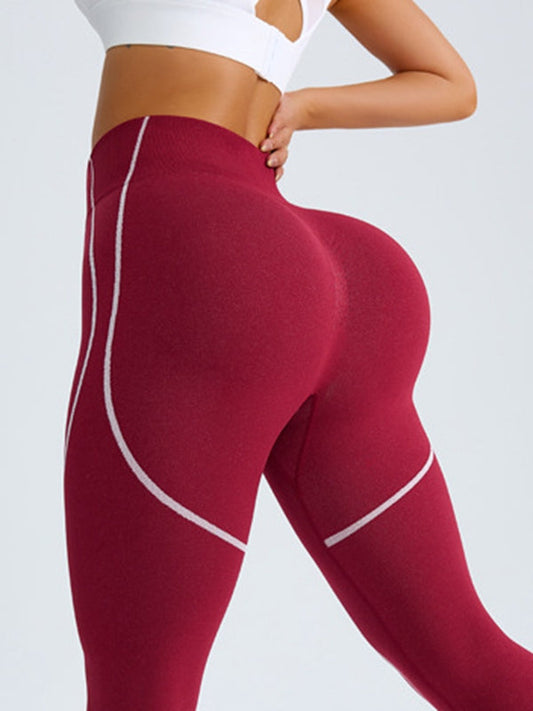 BUYCO FemaleContrast Color Stripes Ruched Back Leggings