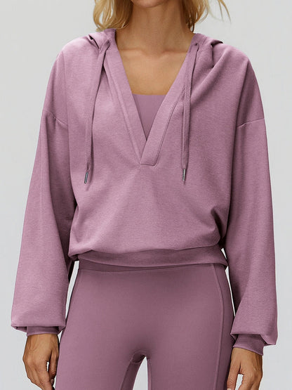 BUYCO Feamle V Collar Fleece Hoodie