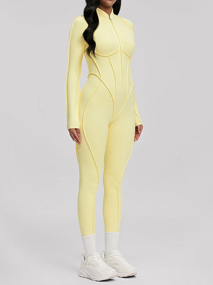 BUYCO Female Fitted Backless Zipper Ruched Back Jumpsuit