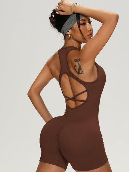 BUYCO Female Cross Back Ribbed Short Romper