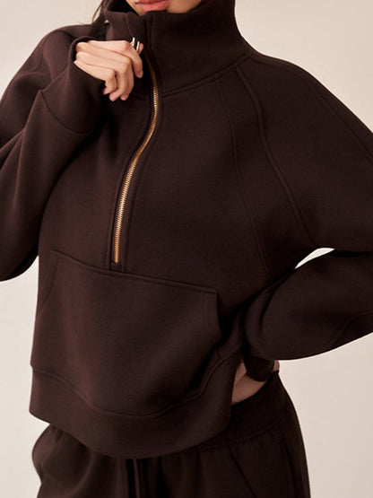 BUYCO Female Pocket Zipper Casual Hoodie