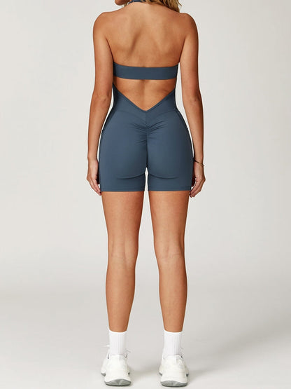 BUYCO Female Pocket Ruched Back Backless Romper