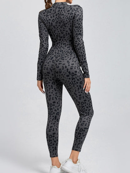 BUYCO Female Leopard Print Zipper Jumpsuit