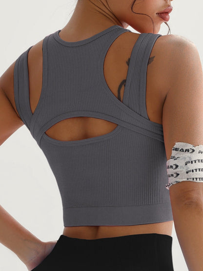 BUYCO Female Fitted Hollow Out Ribbed Quick Dry Tank