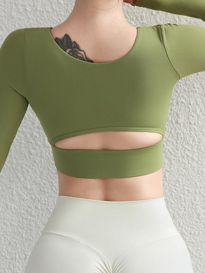 BUYCO Female Solid Color Hollow Out Long Sleeves