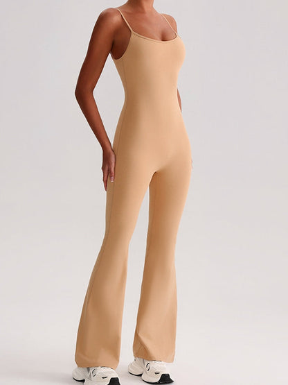 BUYCO Female U Collar Backless Flare Jumpsuits
