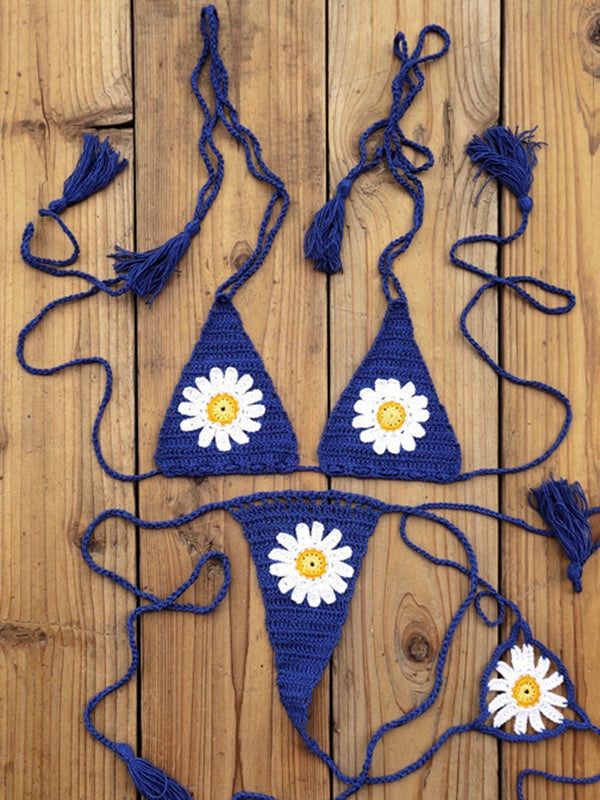BUYCO Female Fitted Flower Hand-knitted Bikini Set