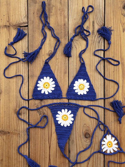 BUYCO Female Fitted Flower Hand-knitted Bikini Set