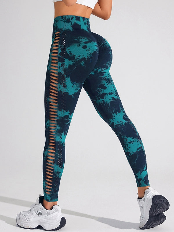 BUYCO Female Modern Tie-dye Hollow Out Modern Fit Leggings