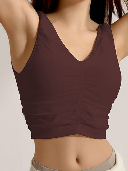 BUYCO Female Deep V Collar Backless Folds Quick Dry Tank