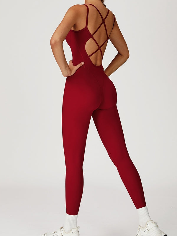 BUYCO Female Fitted Cross Back Flare Jumpsuit