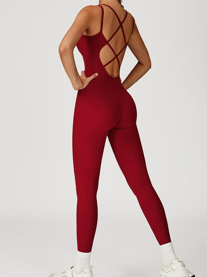 BUYCO Female Fitted Cross Back Flare Jumpsuit