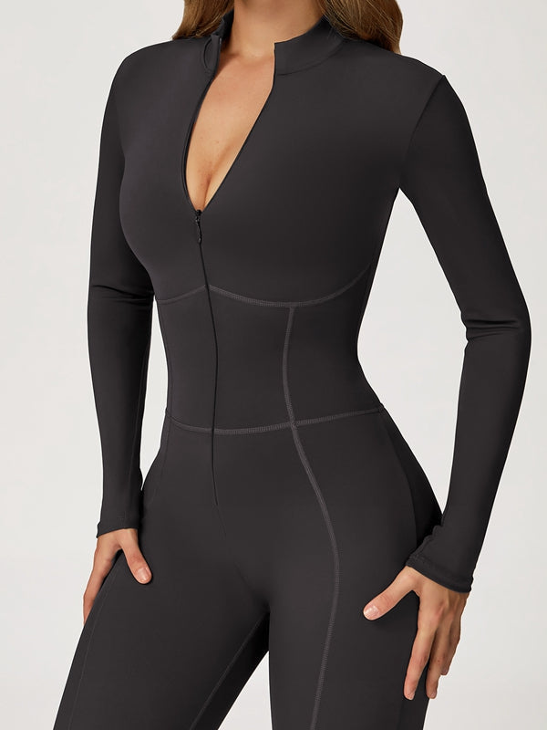 BUYCO Female Fitted Zipper Corset Fleece Jumpsuit