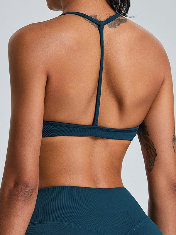 BUYCO Female Ribbed Backless Seamless Sports Bras