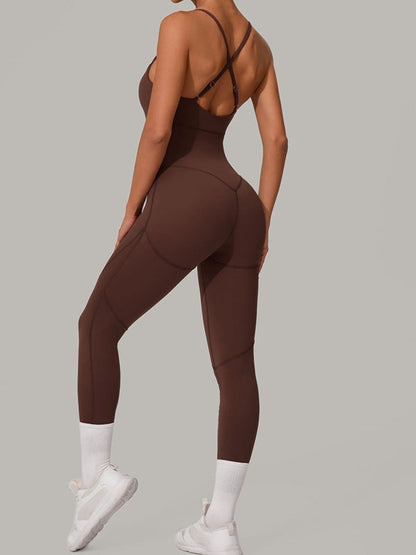 BUYCO Female Fitted Cross Back Push-Up Jumpsuit