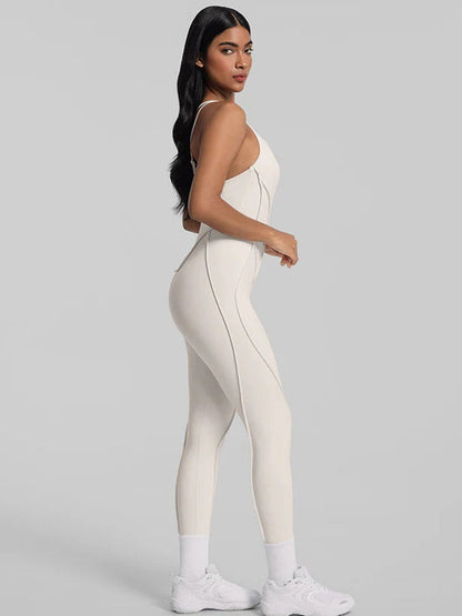 BUYCO Female Fitted Cross Backless Stitch Performance Jumpsuit