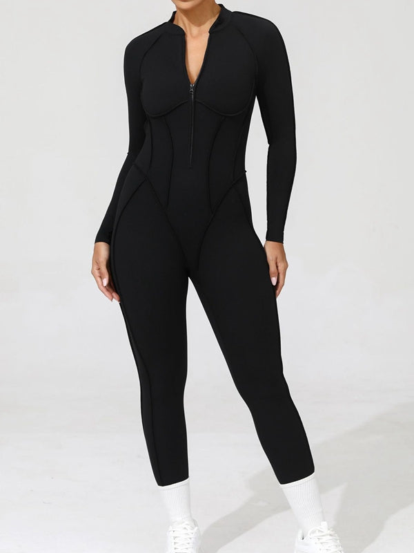 BUYCO Female Fitted Backless Zipper Ruched Back Jumpsuit