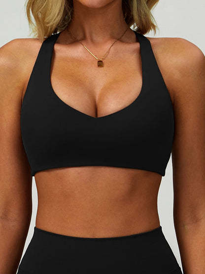 BUYCO Female Solid Color V Collar Sports Bras