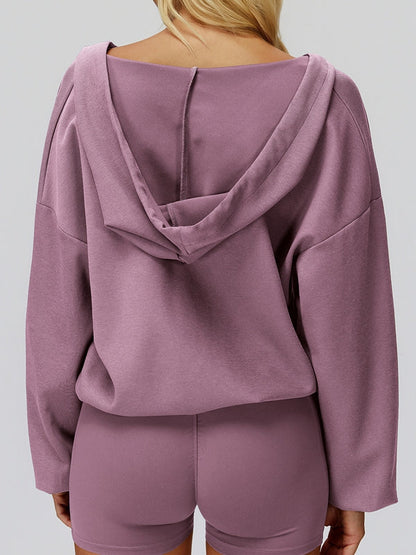 BUYCO Feamle V Collar Fleece Hoodie