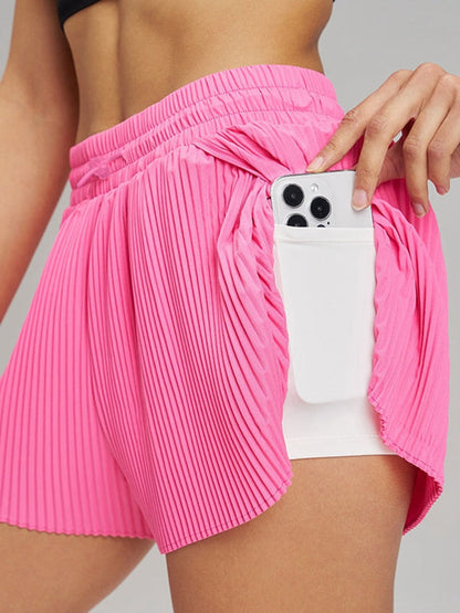 BUYCO Female Pleated Pocket Quick Dry 2 in 1 Tennis Shorts