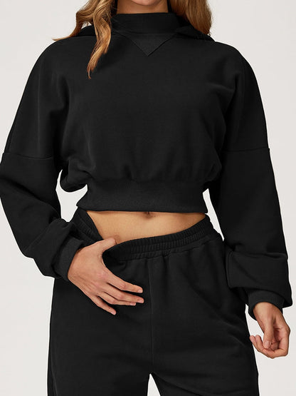 BUYCO Female Cropped With Hat Casual Hoodie