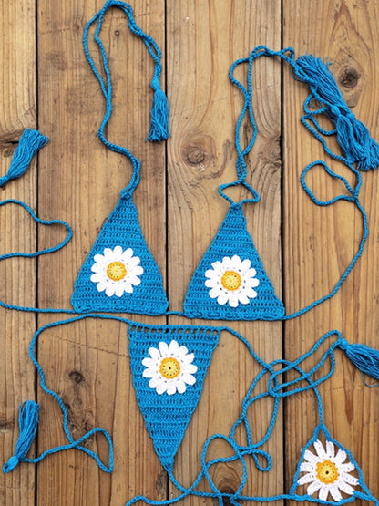 BUYCO Female Fitted Flower Hand-knitted Bikini Set