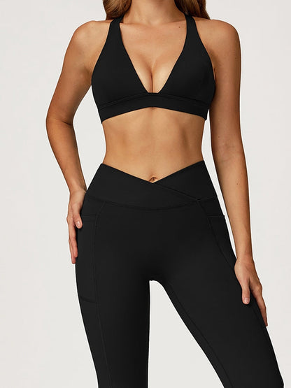 BUYCO Female V Collar Cross Back V shape-waist Tracksuit