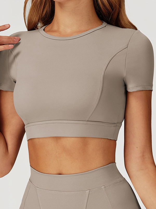 BUYCO Female Round Collar Cropped Short Sleeves