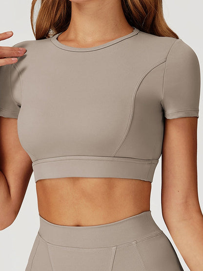 BUYCO Female Round Collar Cropped Short Sleeves