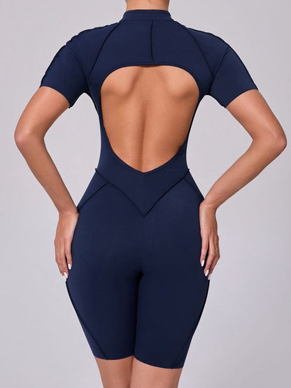 BUYCO Female Fitted Backless Zipper Ruched Back Jumpsuit