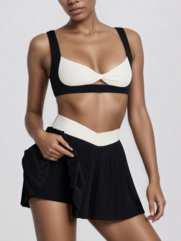 BUYCO Female Contrast Color Twist 2 in 1  V Shape Waist Skirt