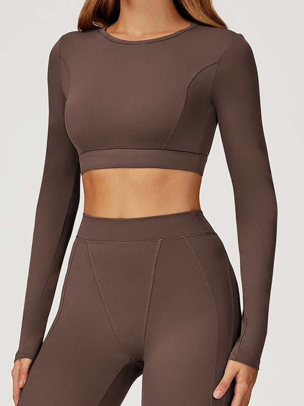 BUYCO Female Round Collar Cropped Long Sleeves