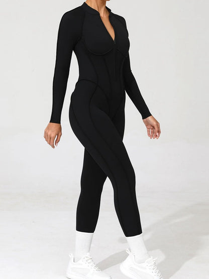 BUYCO Female Fitted Backless Zipper Ruched Back Jumpsuit