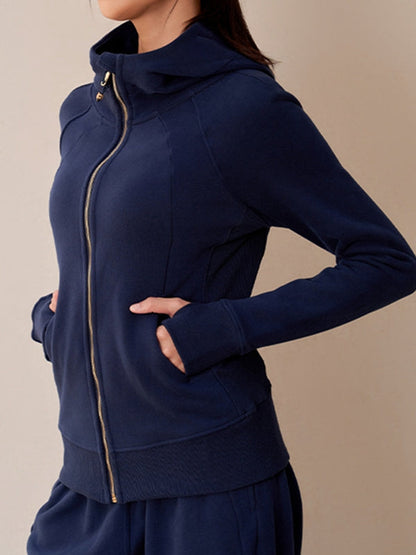 BUYCO Female Pocket Zipper With Hat Jacket