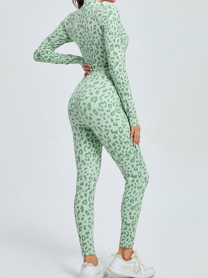 BUYCO Female Leopard Print Zipper Jumpsuit