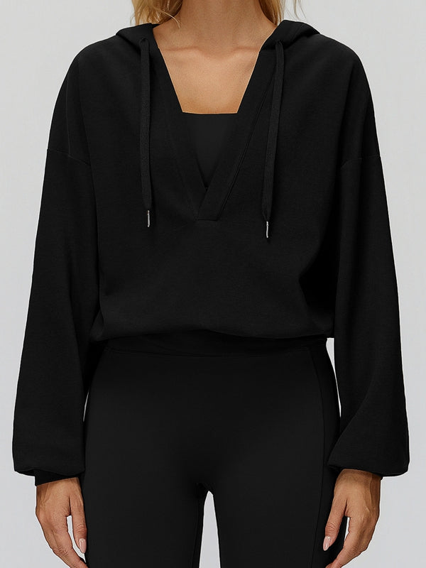 BUYCO Feamle V Collar Fleece Hoodie