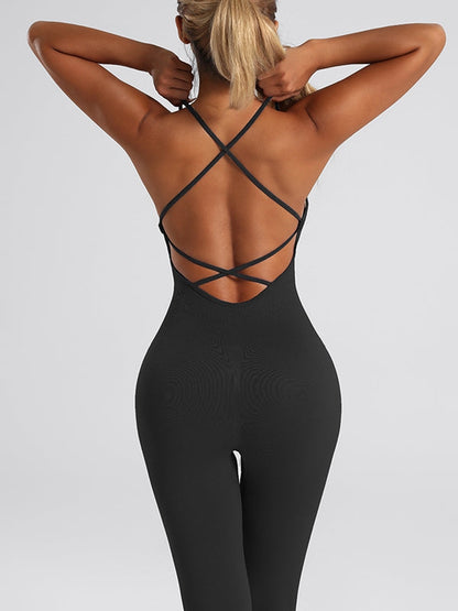 BUYCO Female Cross Back Flare Jumpsuit