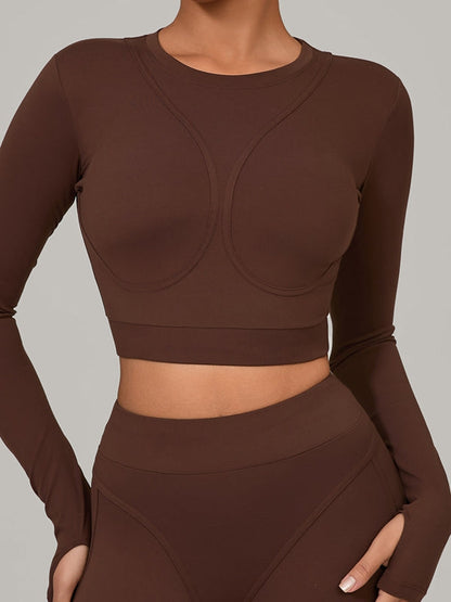 BUYCO Female Gather-breasts Thumbhole Long Sleeves