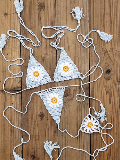 BUYCO Female Fitted Flower Hand-knitted Bikini Set