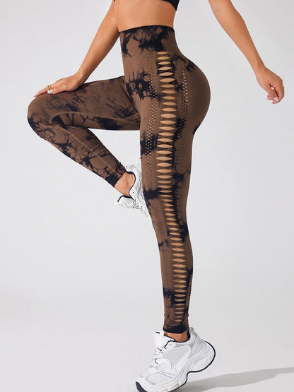 BUYCO Female Modern Tie-dye Hollow Out Modern Fit Leggings