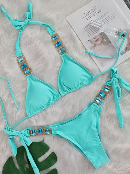 BUYCO Female Fitted Crystal Bikini Set