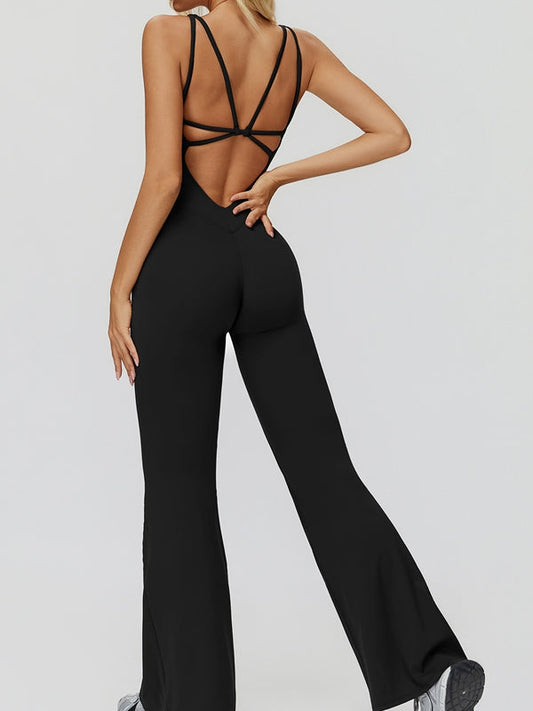 BUYCO Female Cross Back Flare Jumpsuit