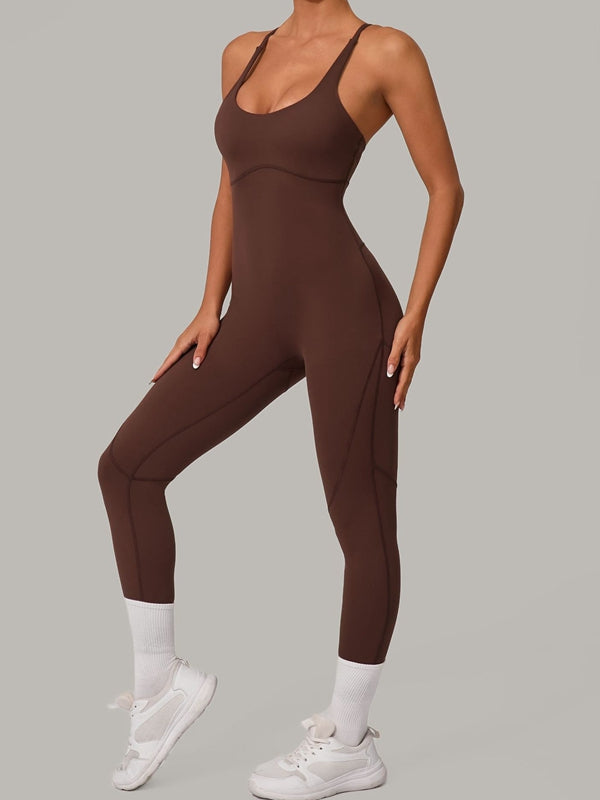 BUYCO Female Fitted Cross Back Push-Up Jumpsuit