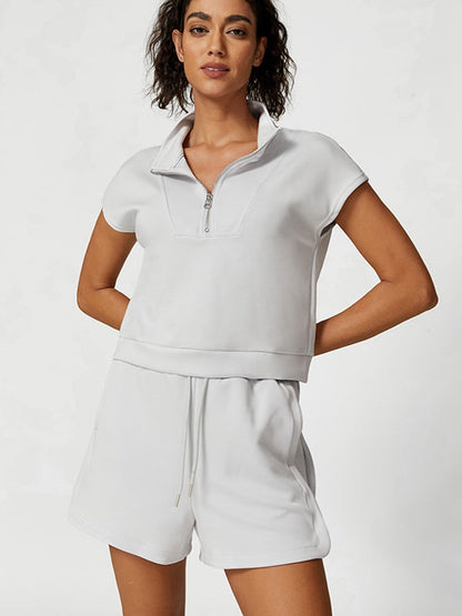 BUYCO Female Casual Stand Collar Short Sleeves