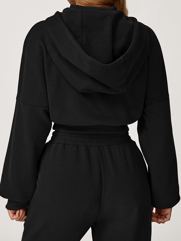 BUYCO Female Cropped With Hat Casual Hoodie