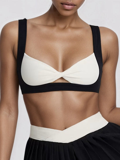 BUYCO Female Contrast Color Twist 2 in 1  V Shape Waist Skirt