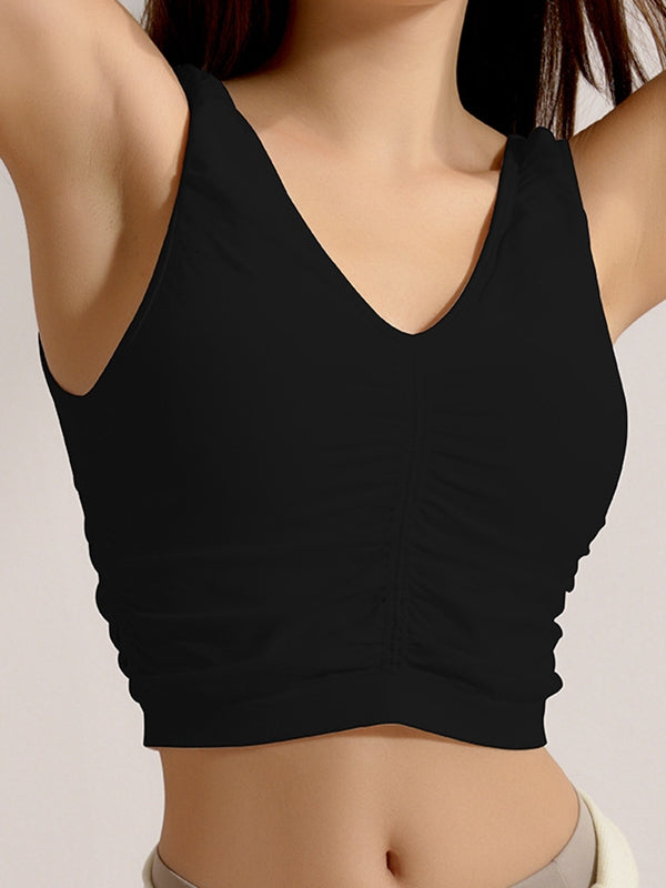 BUYCO Female Deep V Collar Backless Folds Quick Dry Tank