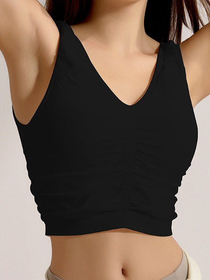 BUYCO Female Deep V Collar Backless Folds Quick Dry Tank