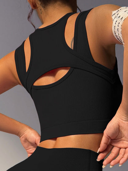 BUYCO Female Fitted Hollow Out Ribbed Quick Dry Tank